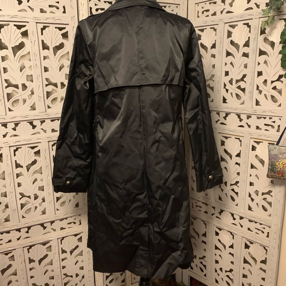 MOSSIMO SUPER NICE SHINY BLACK BUTTON UP LONG SLEEVE LONG COAT - Picture 6 of 9